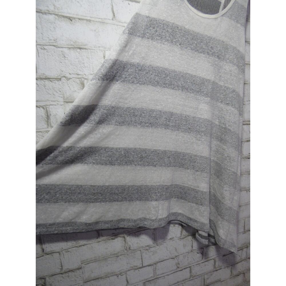 Eileen Fisher Organic Linen Gray White Striped Tank Top Large NEW - Picture 6 of 10